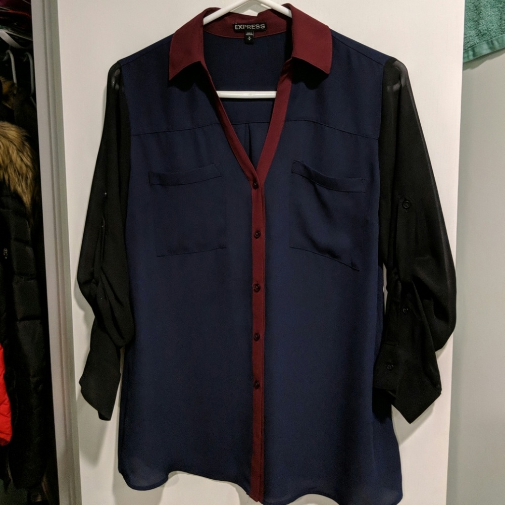 Navy/burgundy/black portofino top